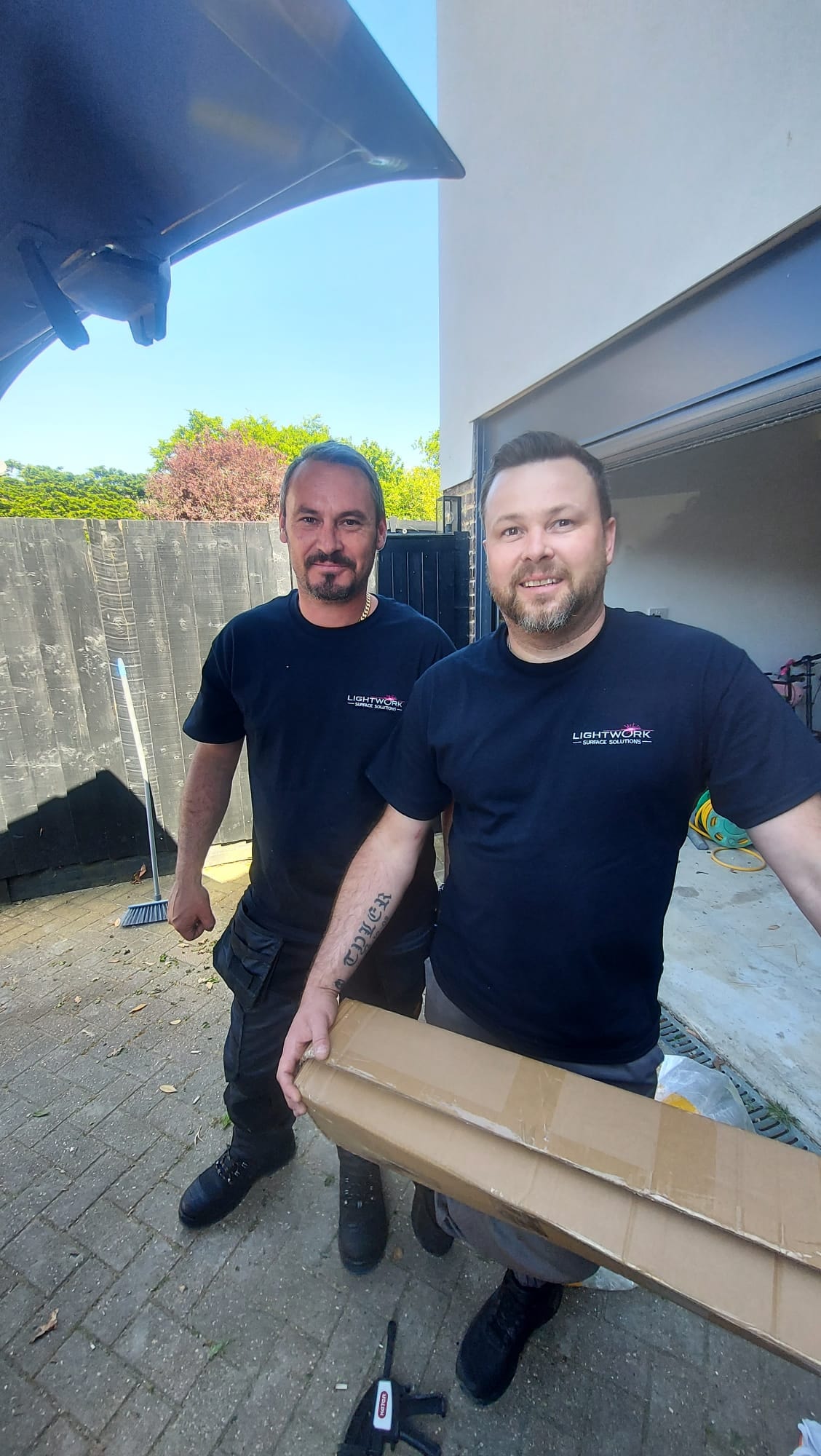 Mark and Peter from Lightwork Surface Solutions on a job
